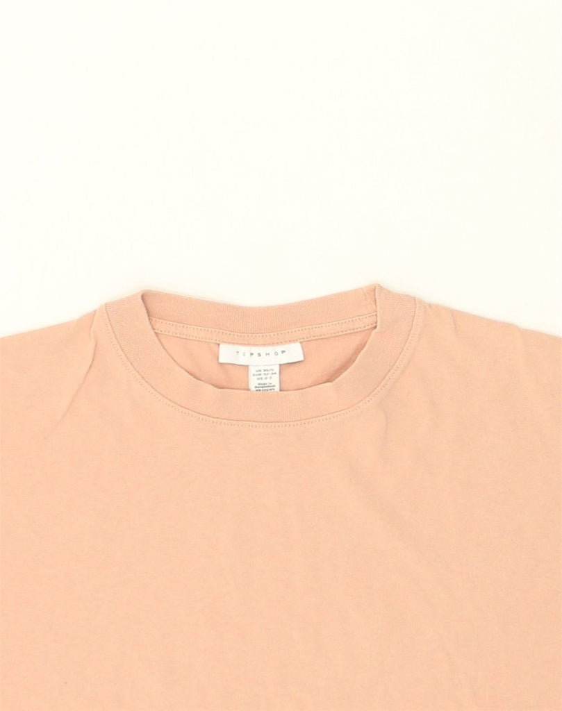TOPSHOP Womens T-Shirt Top UK 4 XS Beige Cotton | Vintage Topshop | Thrift | Second-Hand Topshop | Used Clothing | Messina Hembry 