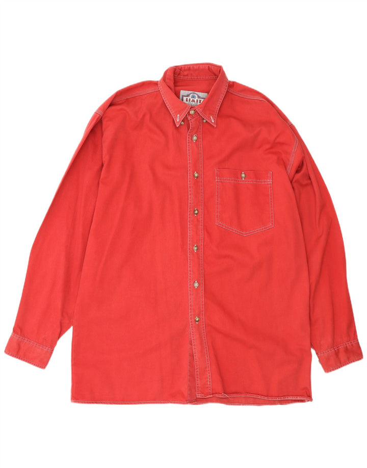 Limit Mens Denim Shirt Size 39/40 Medium Red Cotton