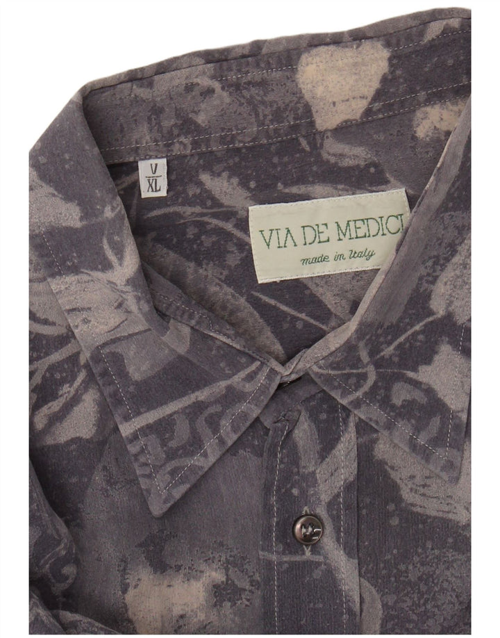 VINTAGE Mens Abstract Pattern Short Sleeve Shirt XL Blue