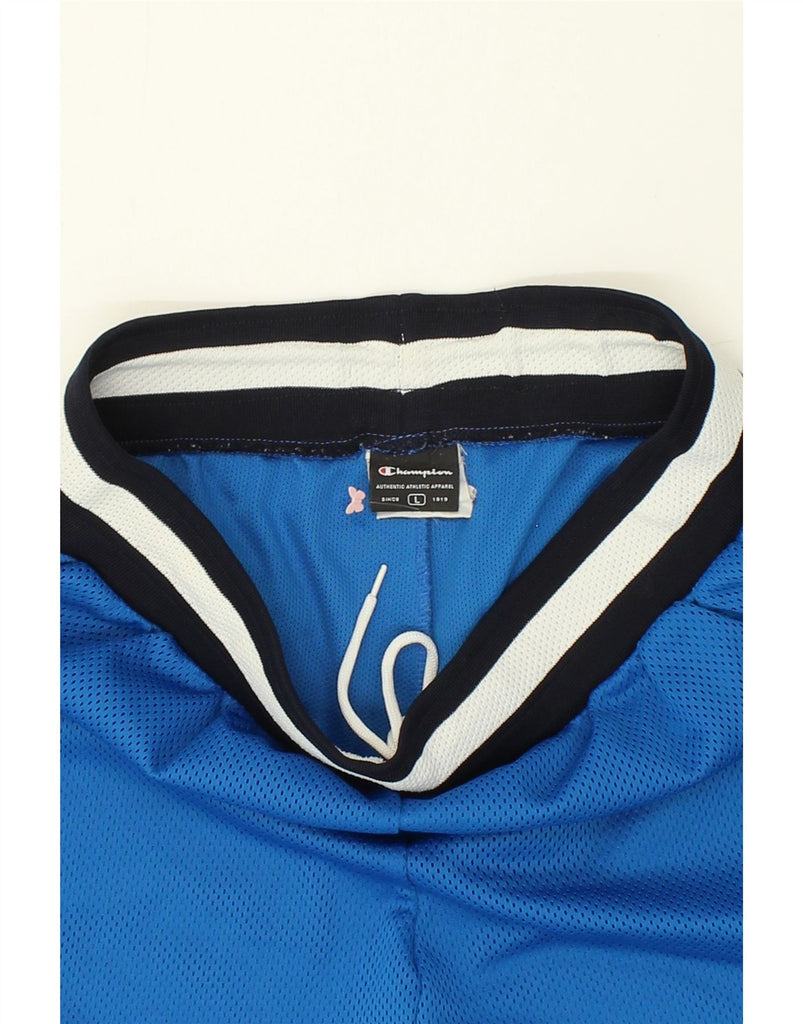 CHAMPION Mens Sport Shorts Large Blue Polyester | Vintage Champion | Thrift | Second-Hand Champion | Used Clothing | Messina Hembry 