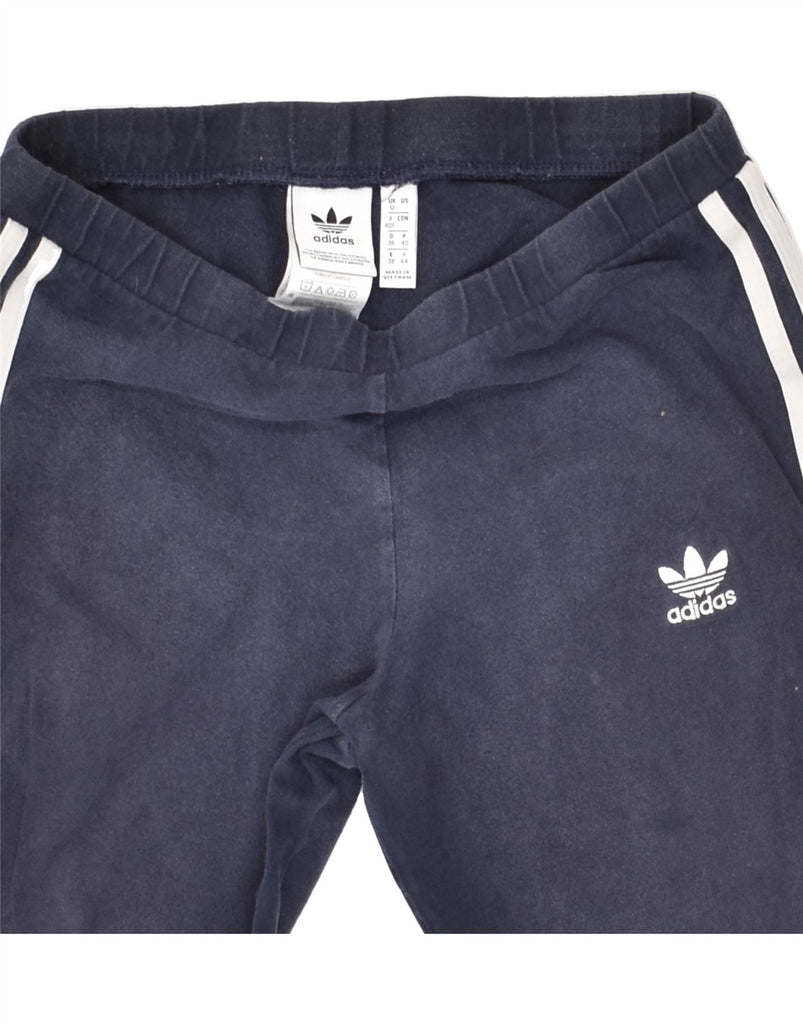 ADIDAS Womens Leggings UK 12 Medium  Navy Blue Cotton | Vintage Adidas | Thrift | Second-Hand Adidas | Used Clothing | Messina Hembry 