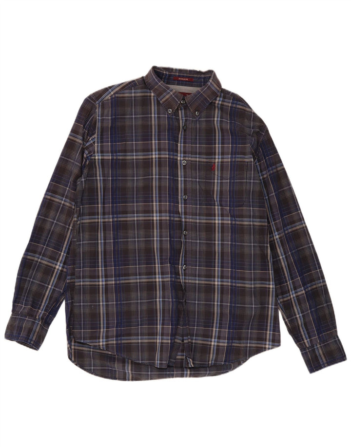 Marlboro Classics Mens Regular Fit Shirt XL Grey Check Cotton