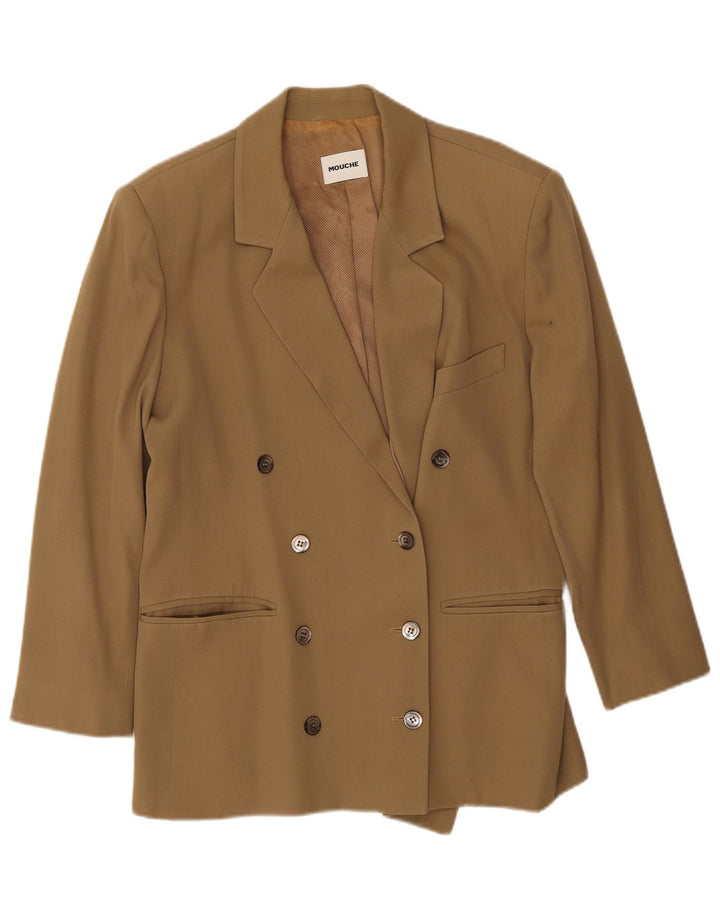 Mouche Womens Double Breasted Blazer Jacket UK 18 XL  Khaki