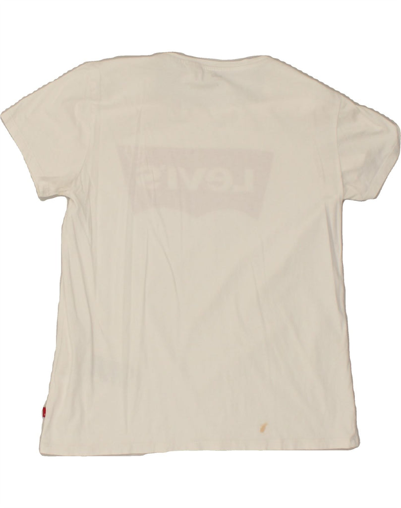 LEVI'S Womens Graphic T-Shirt Top UK 14 Medium White Cotton Vintage Levi's and Second-Hand Levi's from Messina Hembry 