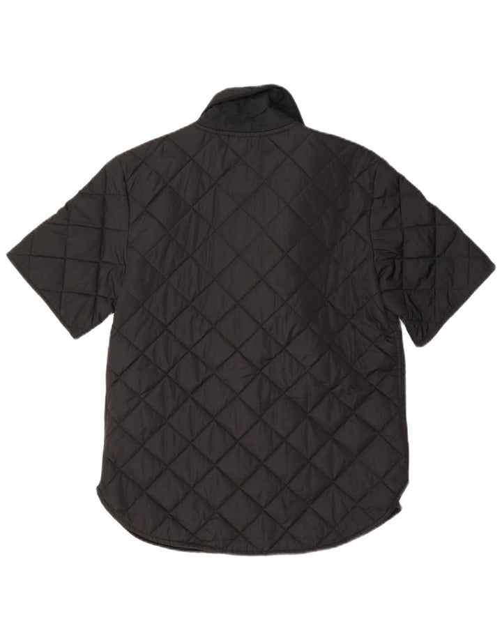 Topshop Womens Short Sleeve Quilted Jacket UK 10 Small Black Polyester