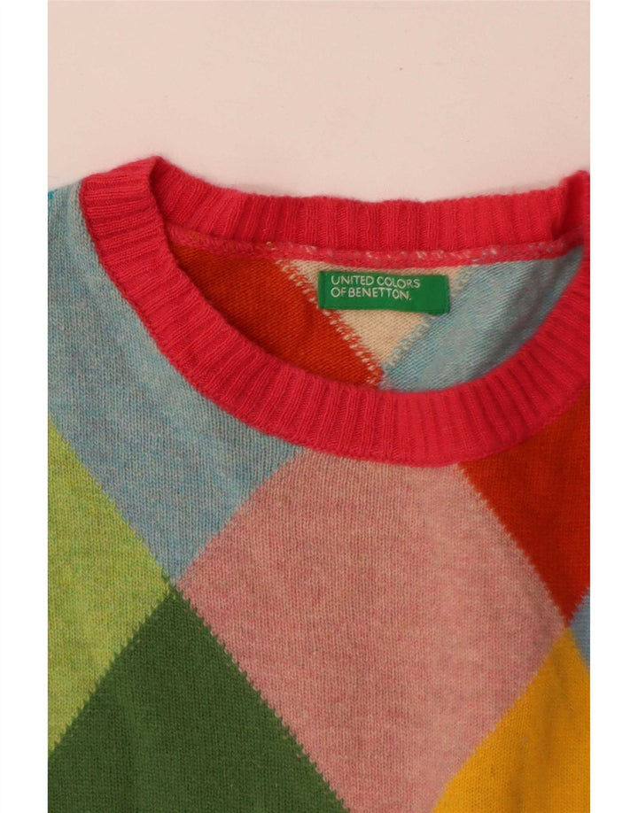 Benetton Womens Crew Neck Jumper Sweater UK 16 Large Multicoloured