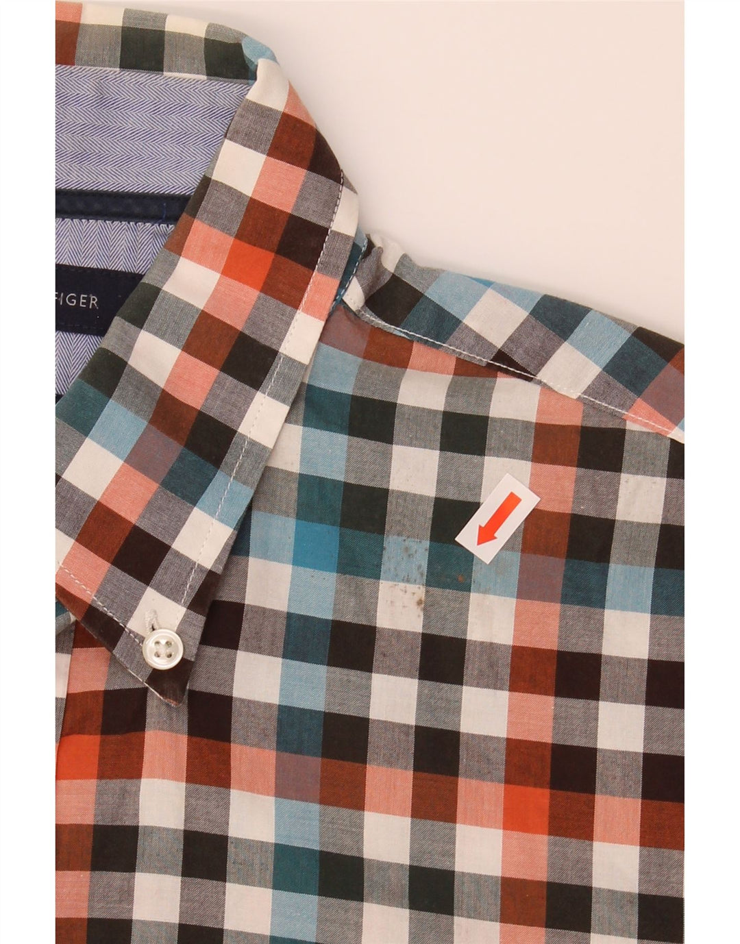 TOMMY HILFIGER Mens Custom Fit Shirt Medium Multicoloured Check Cotton