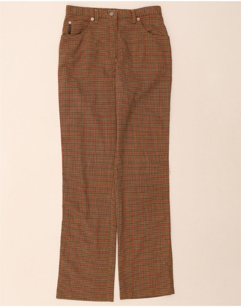 ARMANI JUNIOR Girls Casual Trousers 11-12 Years W27 L31 Brown Plaid Vintage Armani Junior and Second-Hand Armani Junior from Messina Hembry 