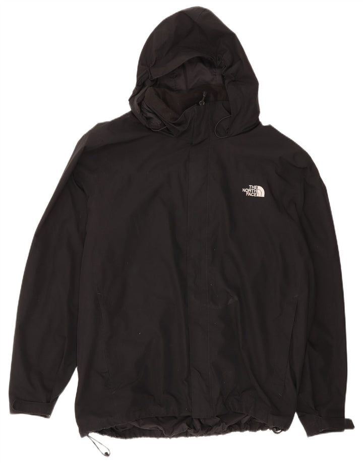 The North Face Mens Hooded Rain Jacket UK 44 2XL Black Polyester