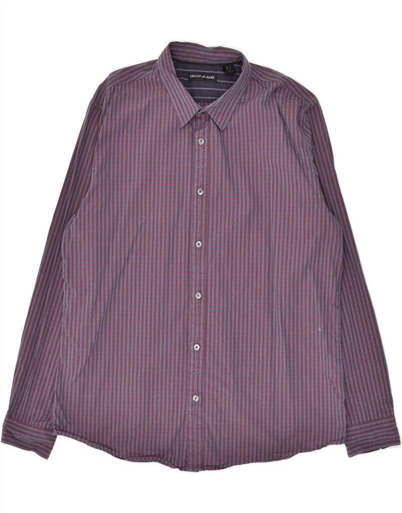 DKNY Mens Shirt XL Purple Check Cotton | Vintage Dkny | Thrift | Second-Hand Dkny | Used Clothing | Messina Hembry 