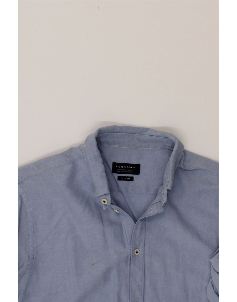 ZARA Mens Slim Fit Shirt Small Blue Vintage Zara and Second-Hand Zara from Messina Hembry 