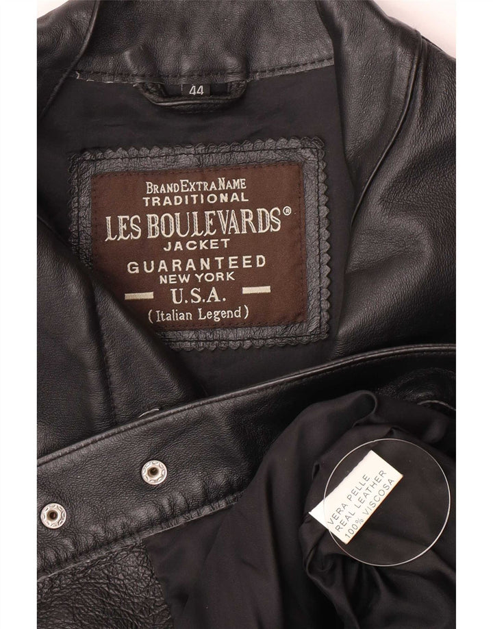 Les Boulevards Womens Leather Jacket IT 44 Medium Black
