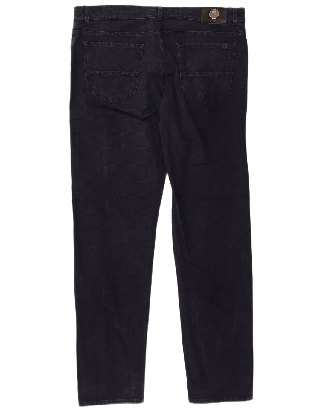 Trussardi Mens Tapered Casual Trousers W38 L33 Navy Blue Houndstooth