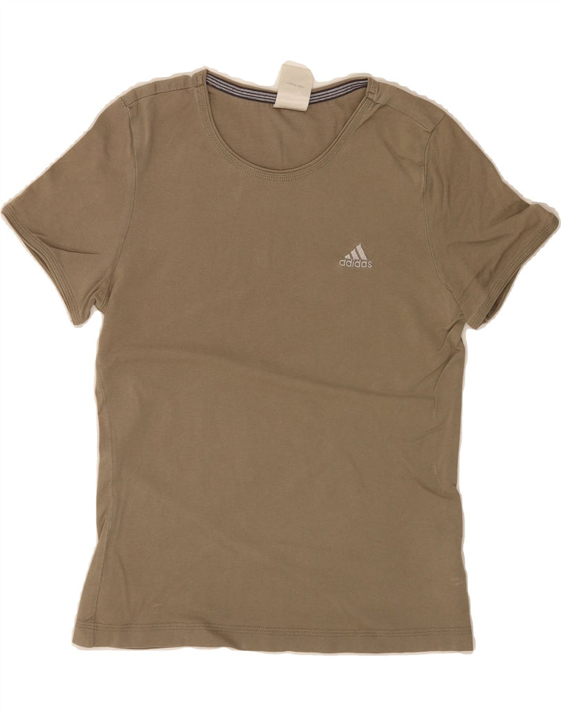 ADIDAS Womens T-Shirt Top UK 10 Small Khaki Cotton Vintage Adidas and Second-Hand Adidas from Messina Hembry 