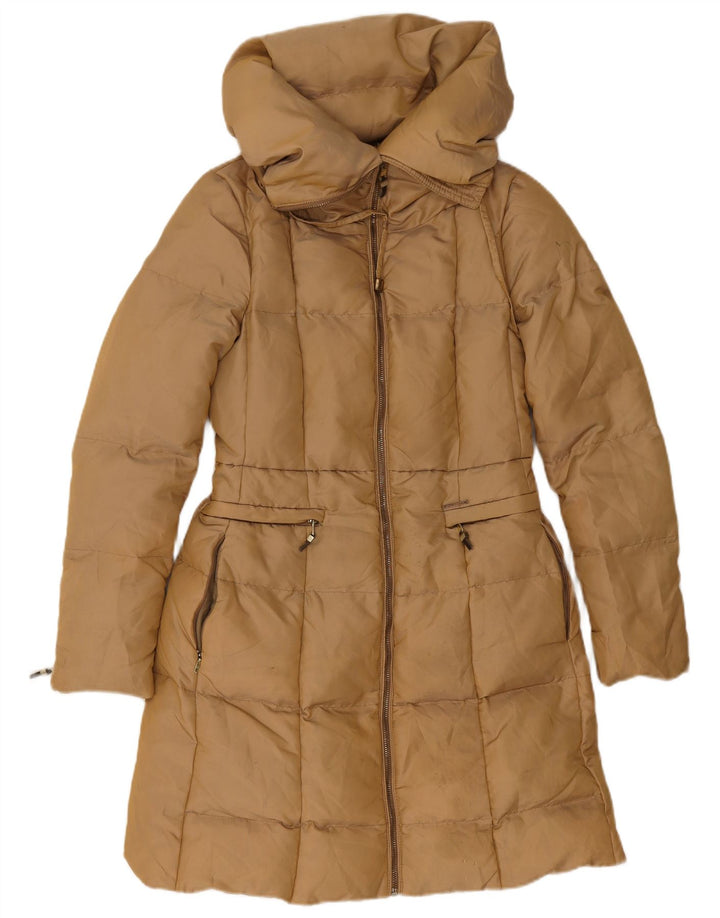 Zara Womens Padded Coat UK 10 Small Brown Nylon