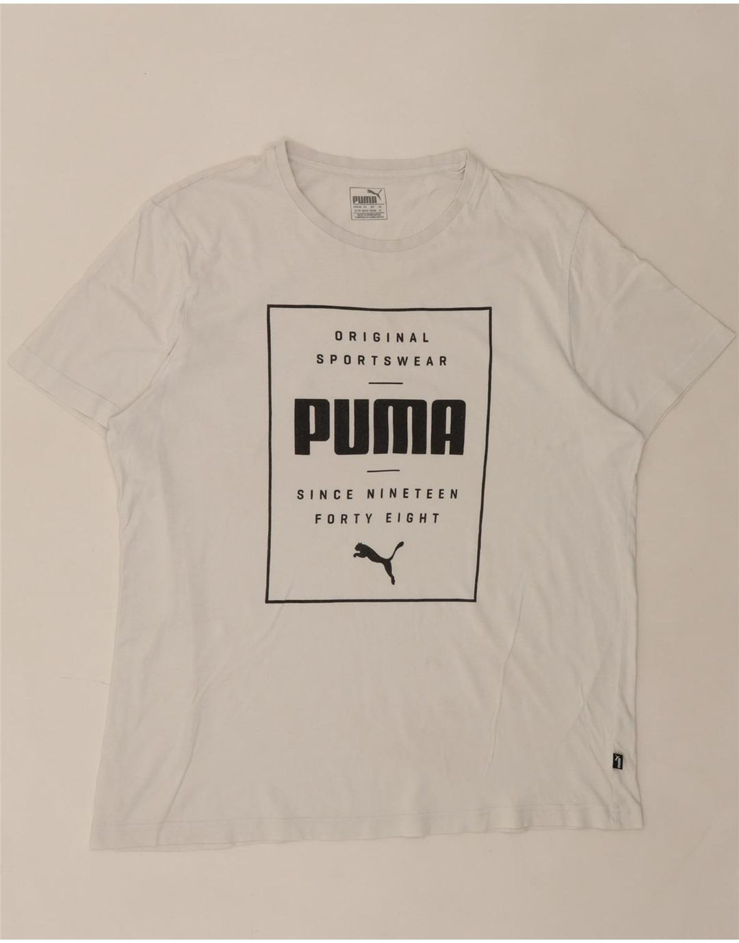 PUMA Mens Graphic T-Shirt Top XL White Vintage Puma and Second-Hand Puma from Messina Hembry 