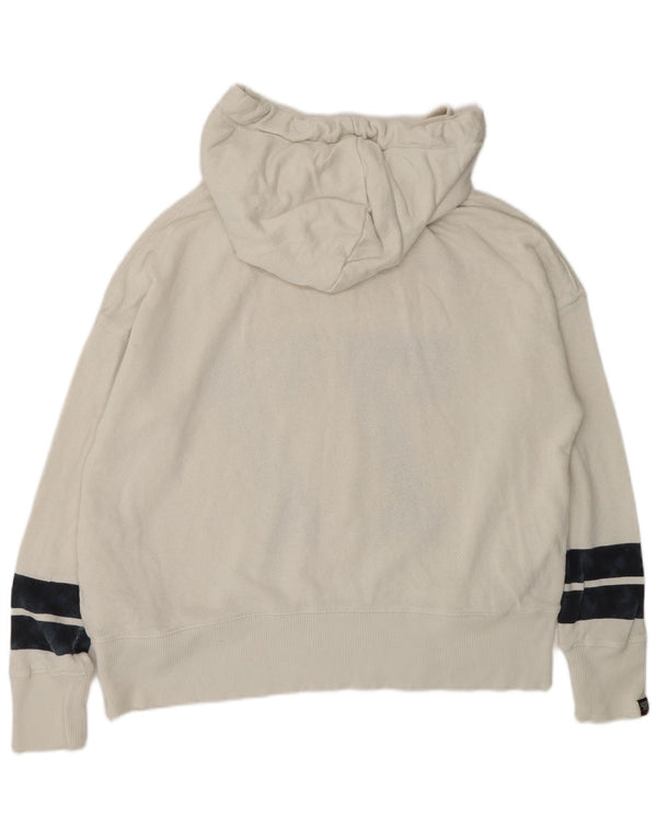 Superdry Womens Graphic Oversized Hoodie Jumper UK 10 Small White Cotton
