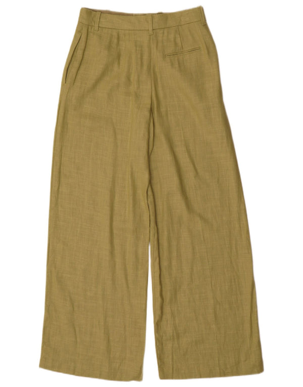Marks & Spencer Womens Wide Leg Chino Trousers UK 8 Small W26 L29 Green