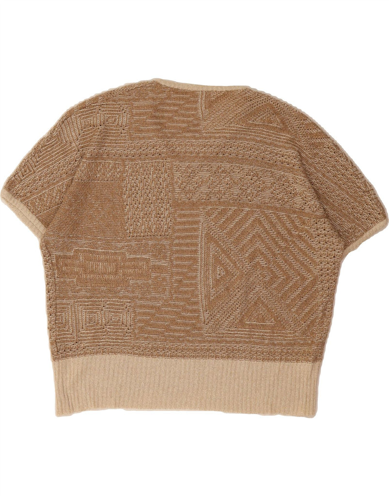 VINTAGE Womens V-Neck Jumper Sweater IT 46 Large Beige Flecked Vintage Vintage and Second-Hand Vintage from Messina Hembry 