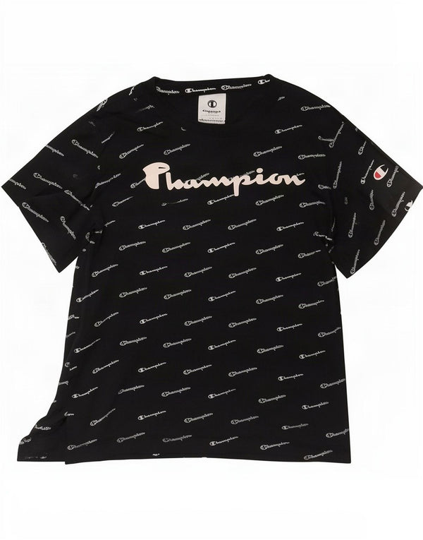 Champion Womens Graphic T-Shirt Top UK 12 Medium Black