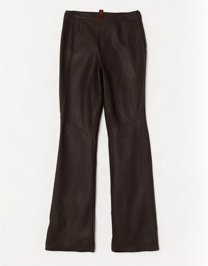 Danier Womens Flare Leather Trousers Size 8 W24 L31 Black