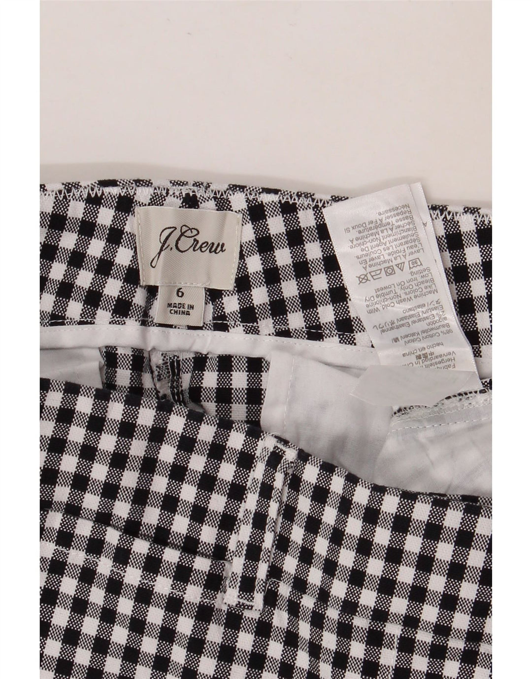 J. CREW Womens Chino Shorts US 6 Medium W30  Black Gingham Cotton