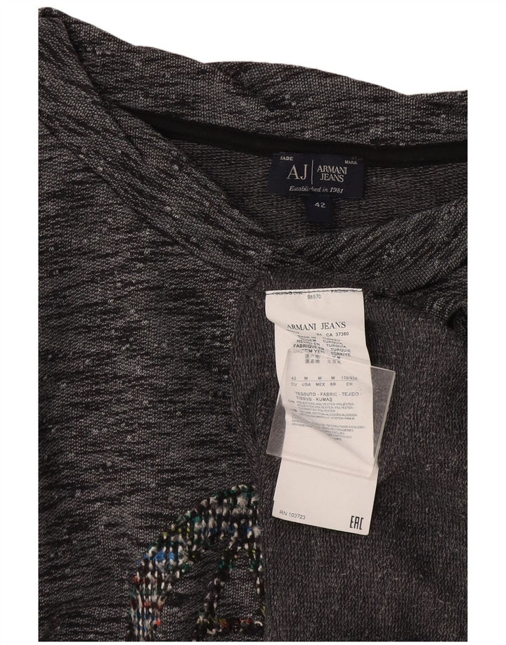 Armani Jeans Womens Graphic Top Long Sleeve IT 42 Medium Grey Flecked