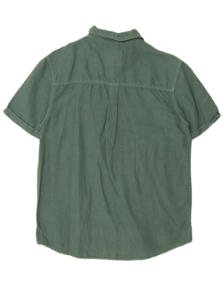 Weird Fish Mens Short Sleeve Shirt Medium Green Linen