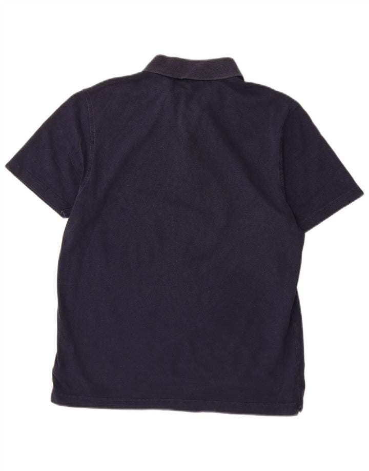 LACOSTE Mens Polo Shirt Size 4 Medium Navy Blue Pinstripe Cotton