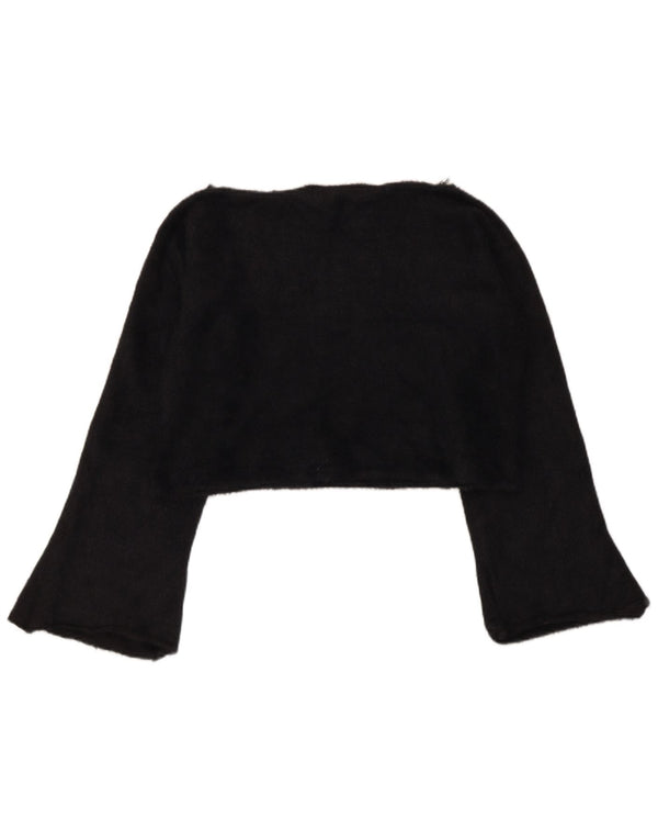 Zara Womens Crop Top Long Sleeve UK 14 Medium Black