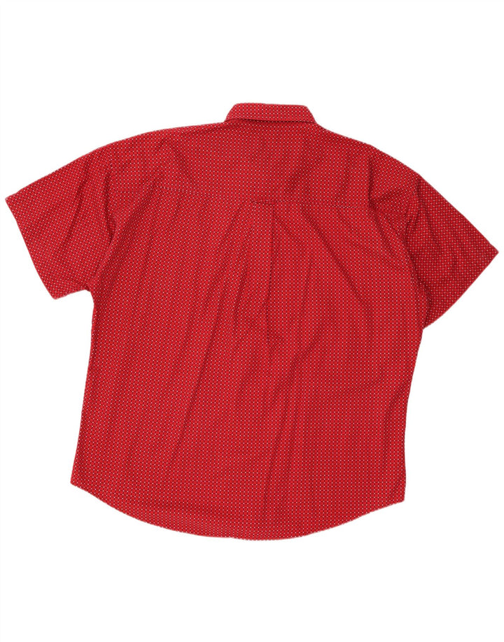 Chaps Mens Short Sleeve Shirt XL Red Geometric Cotton