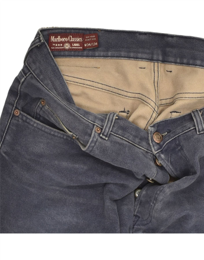 MARLBORO CLASSICS Mens Straight Casual Trousers W34 L27 Navy Blue Cotton | Vintage Marlboro Classics | Thrift | Second-Hand Marlboro Classics | Used Clothing | Messina Hembry 