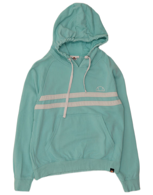 Ellesse Womens Hoodie Jumper UK 16 Large Turquoise Striped Cotton