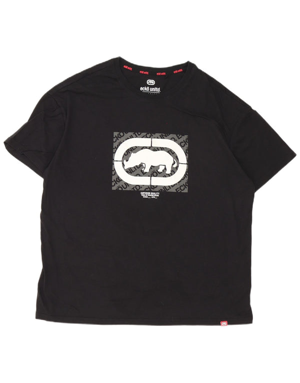Ecko Unltd Mens Graphic T-Shirt Top Large Black Cotton