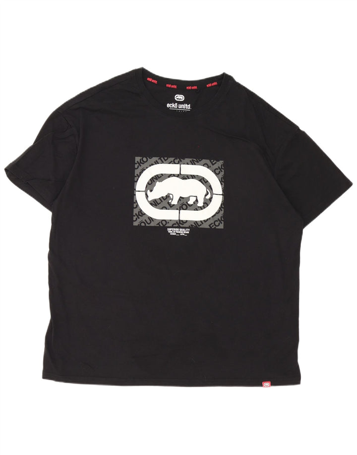 Ecko Unltd Mens Graphic T-Shirt Top Large Black Cotton
