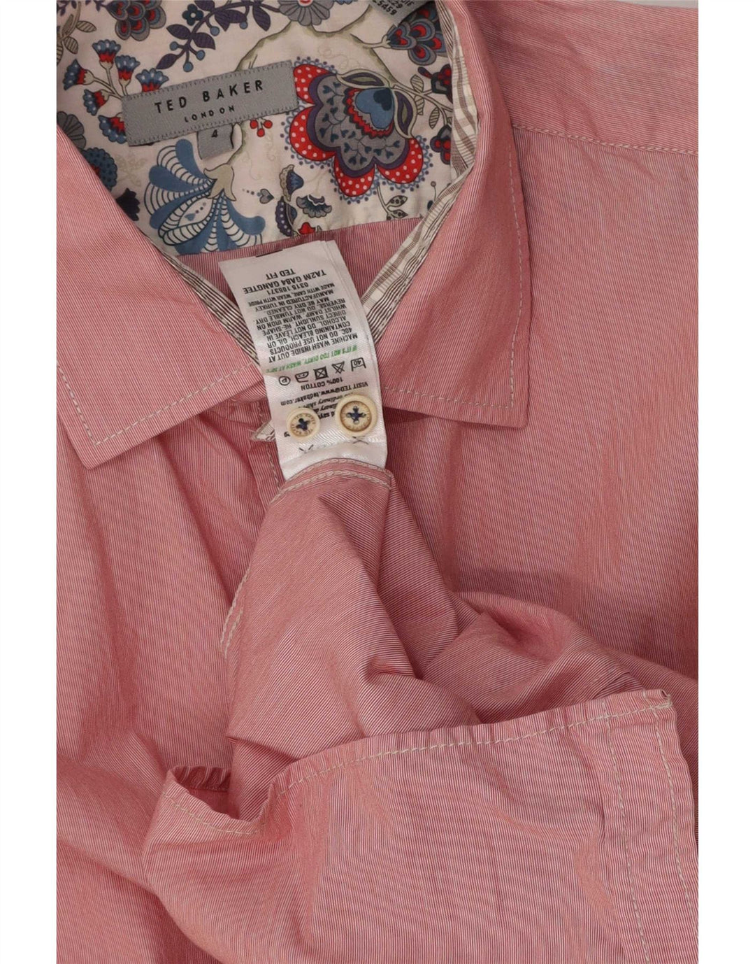 Ted Baker Mens Shirt Size 4 Large Pink Cotton