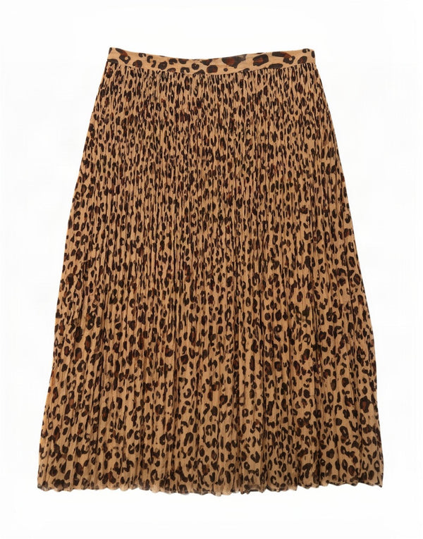 Marks & Spencer Womens A-Line Skirt UK 12 Medium W30 Beige Animal Print