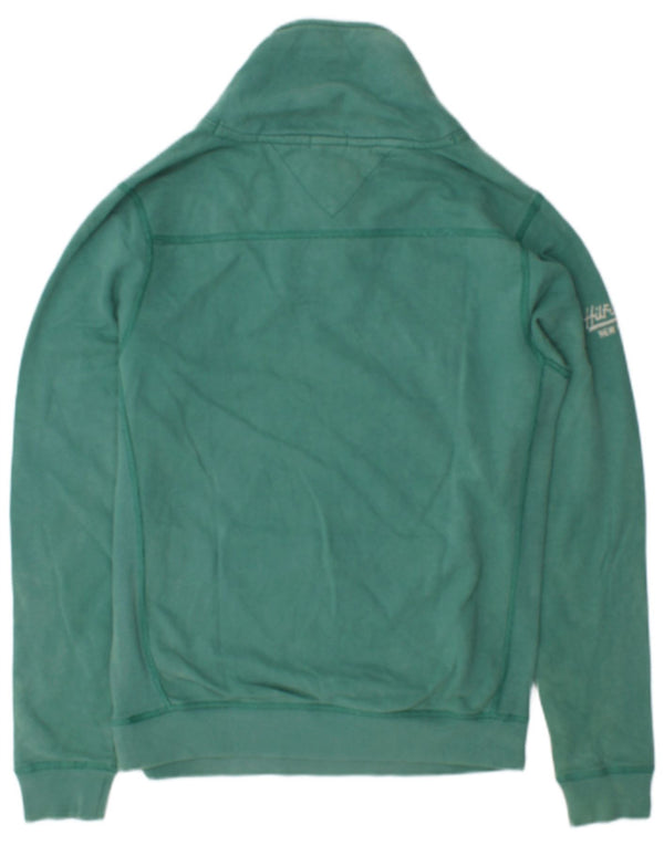 Tommy Hilfiger Mens Graphic Shawl Neck Sweatshirt Jumper Small Green Cotton