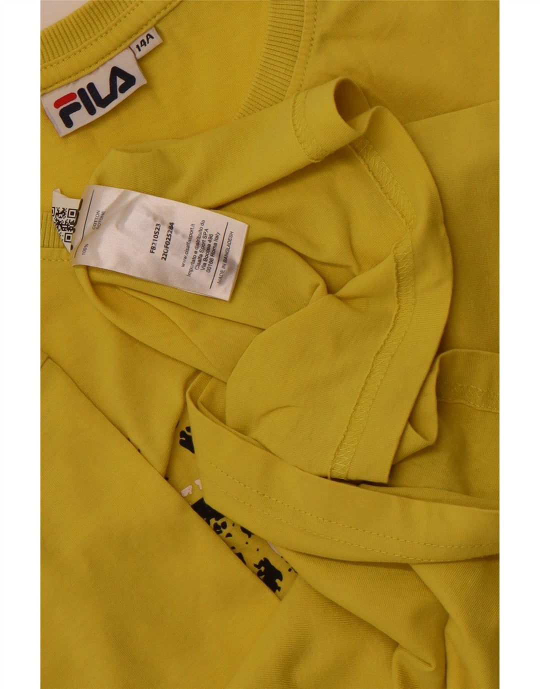 Fila Boys Graphic T-Shirt Top 13-14 Years Yellow Cotton