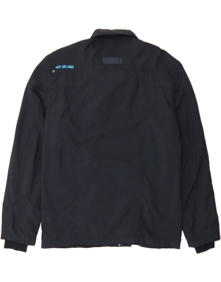 JACK & JONES Mens Windbreaker Jacket UK 40 Large Navy Blue Vintage Jack & Jones and Second-Hand Jack & Jones from Messina Hembry 