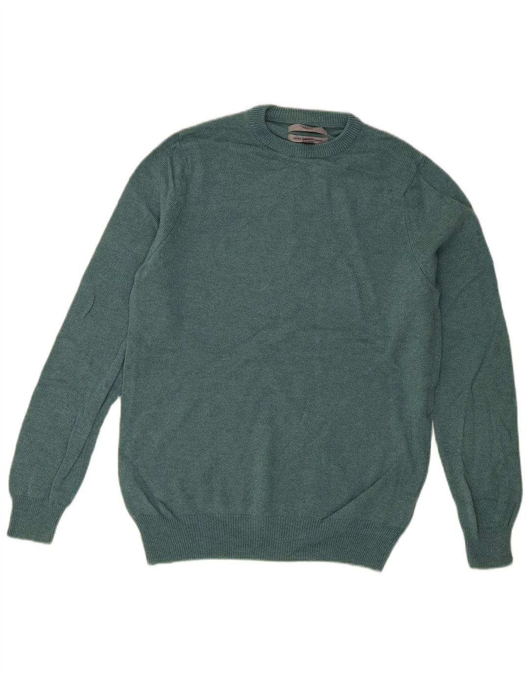 Marks & Spencer Mens Crew Neck Jumper Sweater Medium Green Lambswool