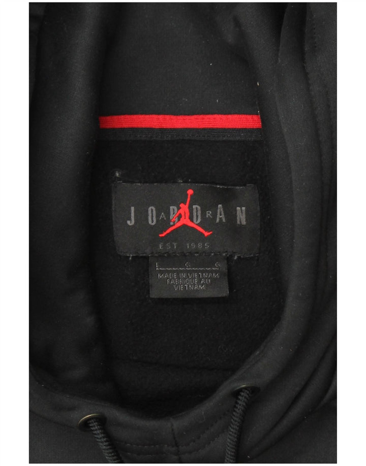 JORDAN Mens Dri Fit Hoodie Jumper Large Black Polyester