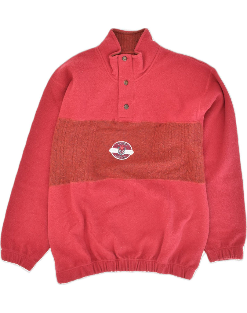 ACTIVE Mens Button Neck Fleece Jumper XL Red Polyester | Vintage Active | Thrift | Second-Hand Active | Used Clothing | Messina Hembry 