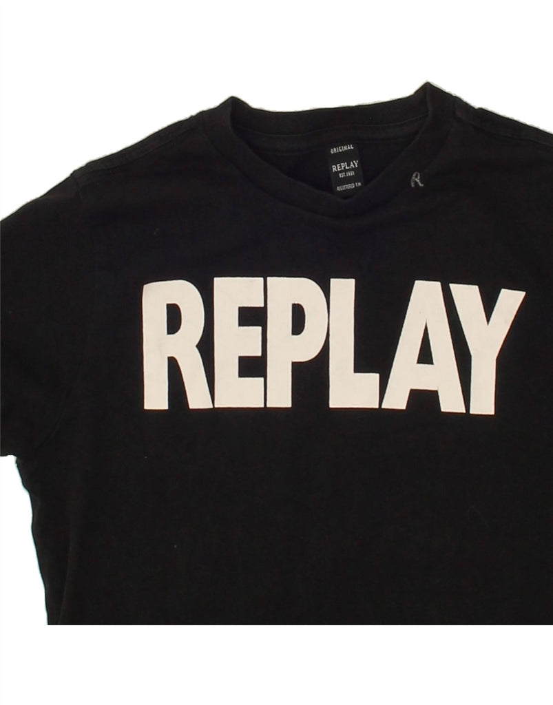 REPLAY Girls Graphic T-Shirt Top 9-10 Years Black Cotton | Vintage Replay | Thrift | Second-Hand Replay | Used Clothing | Messina Hembry 