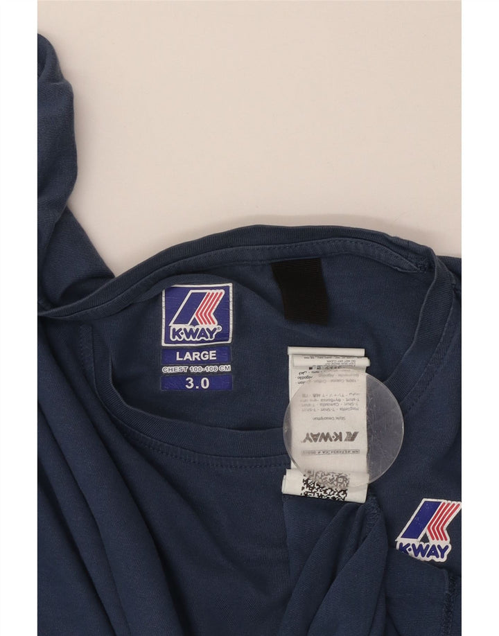 K-WAY Mens T-Shirt Top Large Blue Cotton