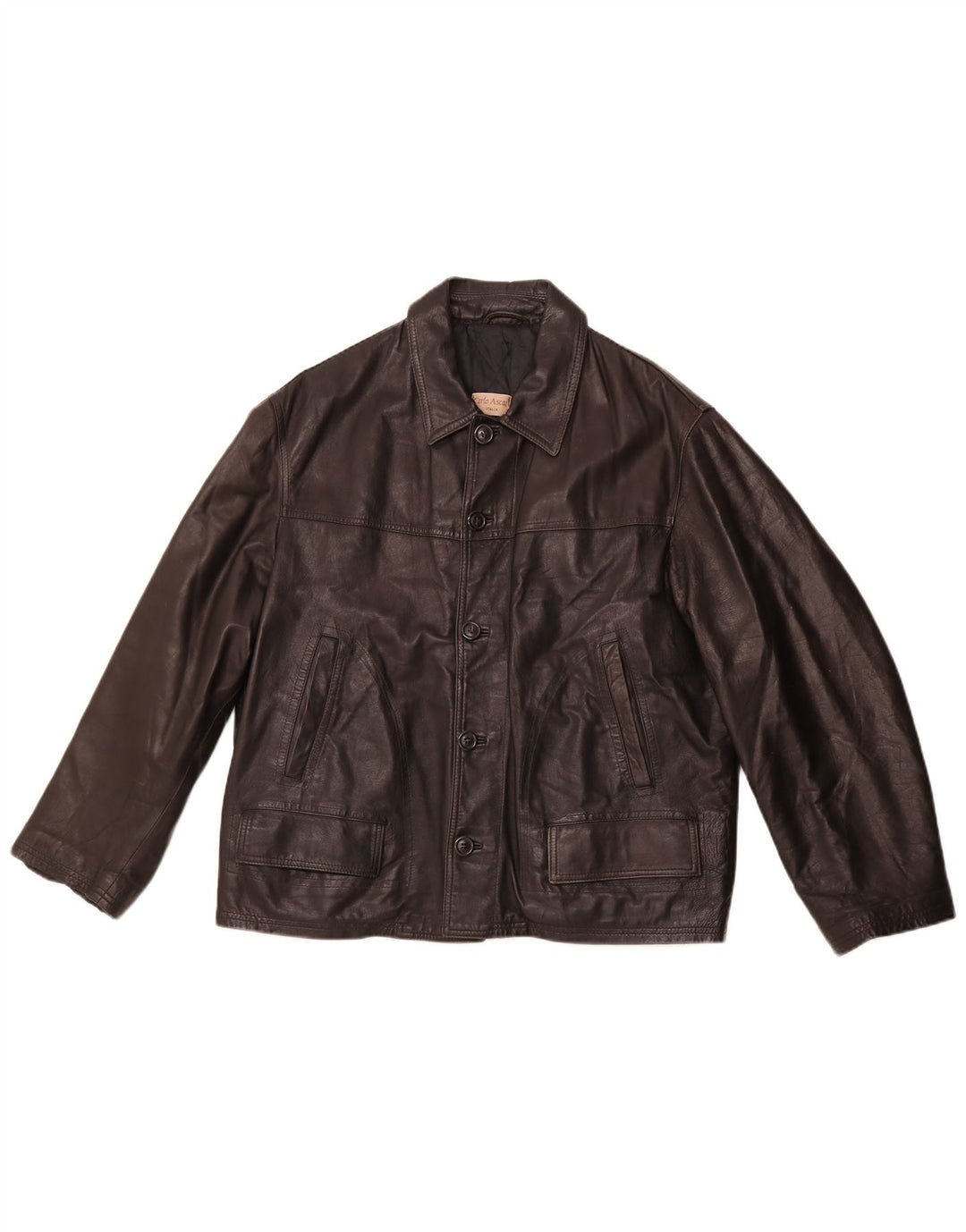 VINTAGE Mens Leather Jacket UK 40 Large Black Leather