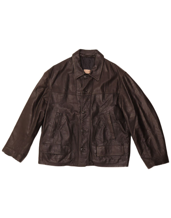 VINTAGE Mens Leather Jacket UK 40 Large Black Leather
