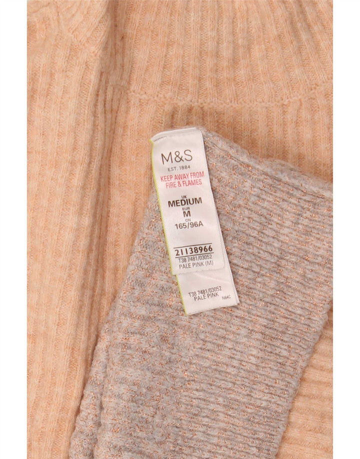 Marks & Spencer Womens Turtle Neck Jumper Sweater UK 14 Medium Pink