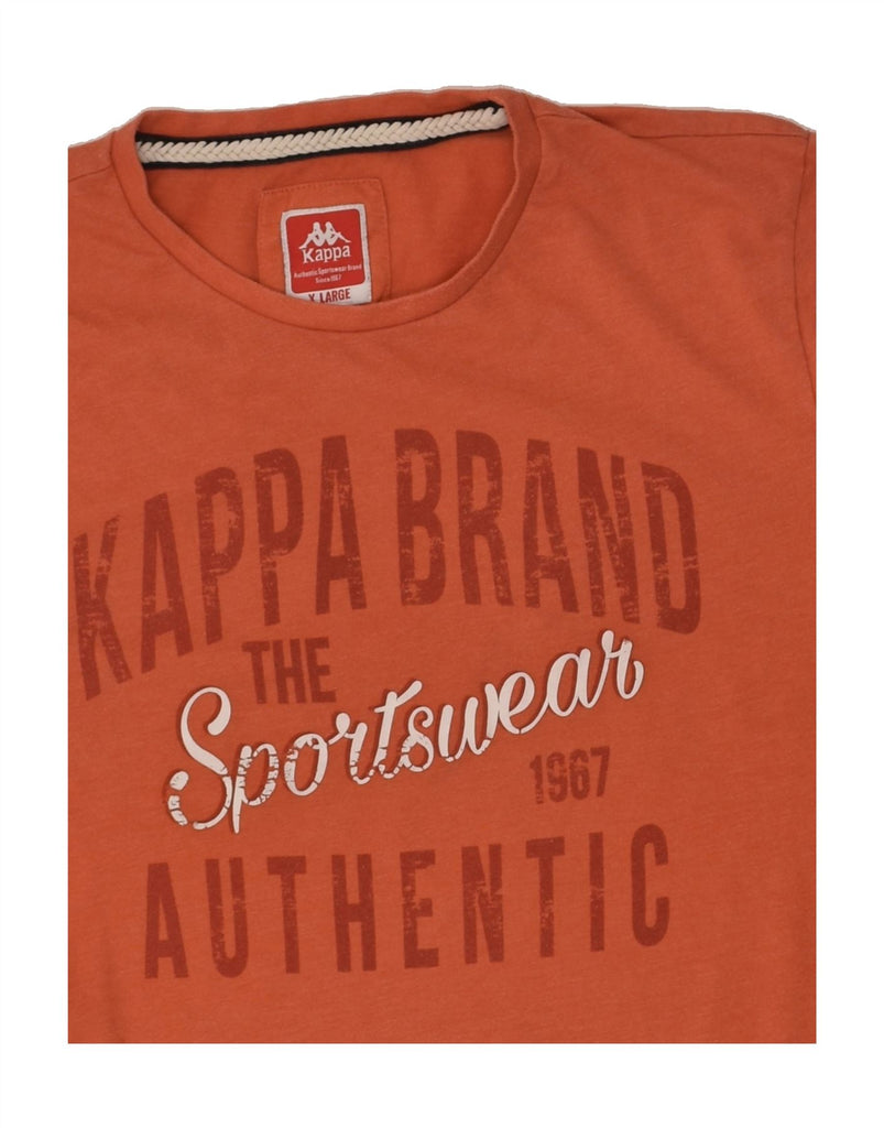 KAPPA Mens Slim Graphic T-Shirt Top XL Orange Cotton | Vintage Kappa | Thrift | Second-Hand Kappa | Used Clothing | Messina Hembry 