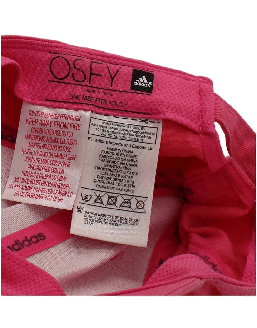 Adidas Girls Graphic Baseball Cap One Size Pink Striped Cotton